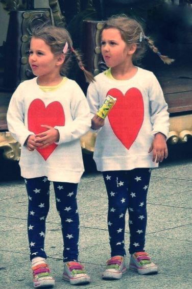 Myla Rose Federer with her twin sister.